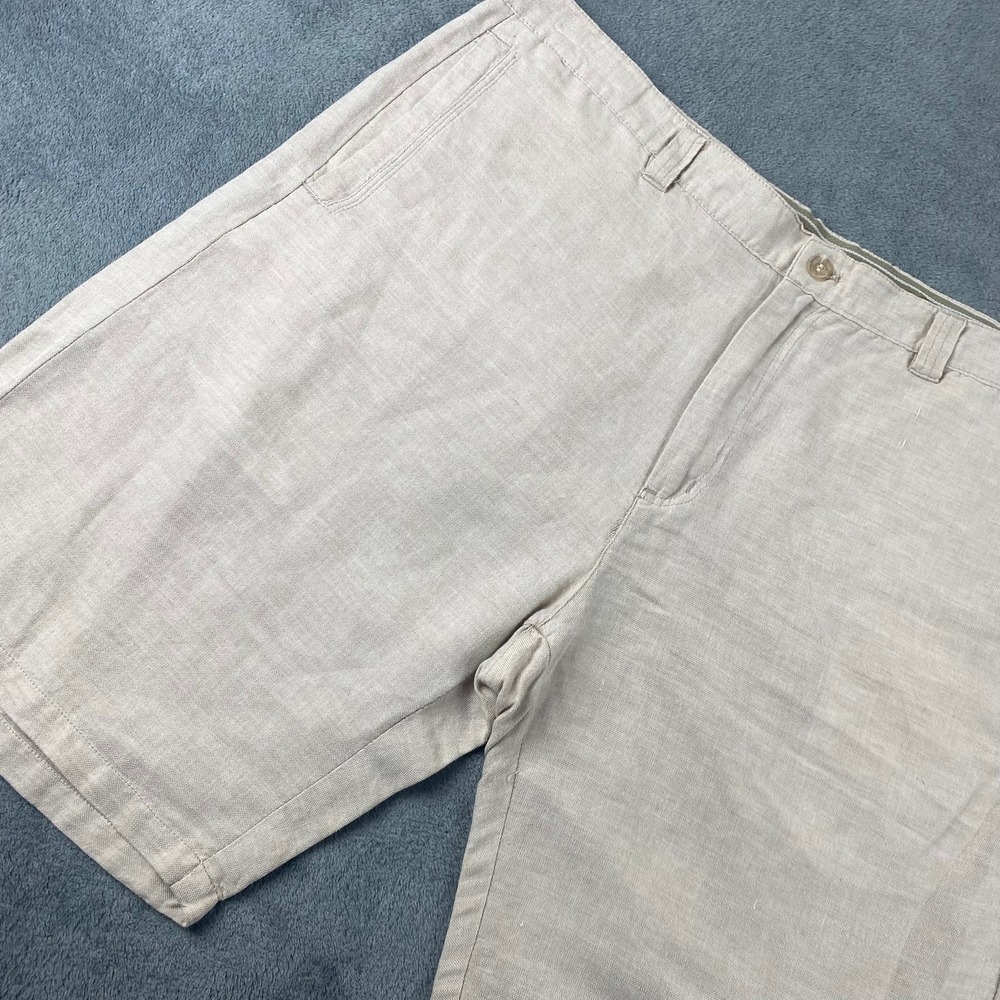 Bohio Mens 38 Shorts Beige Linen Blend Flat Front Casual Summer Beach